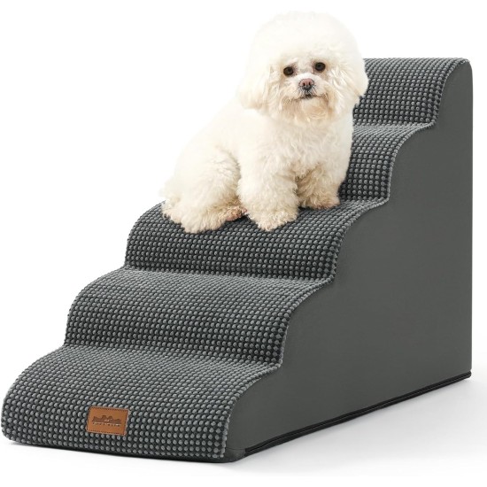 COZY KISS Dog Stairs for Small Dogs 40 cm, Pet Stairs for Couch Made of High Density Sponge, Dog Stairs Dog Ramp with Washable Cover and Non-Slip Base, 40 x 57 x 40 cm, 3 Steps, Grey COZY KISS Dog Stairs for Small Dogs 40 cm, Pet Stairs for Couch Made of High Density Sponge, Dog Stairs Dog Ramp with Washable Cover and Non-Slip Base, 40 x 57 x 40 cm, 3 Steps, Grey