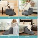 COZY KISS Dog Stairs for Small Dogs 40 cm, Pet Stairs for Couch Made of High Density Sponge, Dog Stairs Dog Ramp with Washable Cover and Non-Slip Base, 40 x 57 x 40 cm, 3 Steps, Grey COZY KISS Dog Stairs for Small Dogs 40 cm, Pet Stairs for Couch Made of High Density Sponge, Dog Stairs Dog Ramp with Washable Cover and Non-Slip Base, 40 x 57 x 40 cm, 3 Steps, Grey