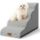 COZY KISS Dog Stairs for Small Dogs 40 cm, Pet Stairs for Couch Made of High Density Sponge, Dog Stairs Dog Ramp with Washable Cover and Non-Slip Base, 40 x 57 x 40 cm, 3 Steps, Grey COZY KISS Dog Stairs for Small Dogs 40 cm, Pet Stairs for Couch Made of High Density Sponge, Dog Stairs Dog Ramp with Washable Cover and Non-Slip Base, 40 x 57 x 40 cm, 3 Steps, Grey