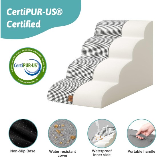 COZY KISS Dog Stairs for Small Dogs 40 cm, Pet Stairs for Couch Made of High Density Sponge, Dog Stairs Dog Ramp with Washable Cover and Non-Slip Base, 40 x 57 x 40 cm, 3 Steps, Grey COZY KISS Dog Stairs for Small Dogs 40 cm, Pet Stairs for Couch Made of High Density Sponge, Dog Stairs Dog Ramp with Washable Cover and Non-Slip Base, 40 x 57 x 40 cm, 3 Steps, Grey
