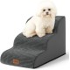 COZY KISS Dog Stairs for Small Dogs 40 cm, Pet Stairs for Couch Made of High Density Sponge, Dog Stairs Dog Ramp with Washable Cover and Non-Slip Base, 40 x 57 x 40 cm, 3 Steps, Grey COZY KISS Dog Stairs for Small Dogs 40 cm, Pet Stairs for Couch Made of High Density Sponge, Dog Stairs Dog Ramp with Washable Cover and Non-Slip Base, 40 x 57 x 40 cm, 3 Steps, Grey