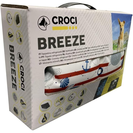 Croci Breeze - Cooling Mat for Animals 65 x 50 cm without Electricity or Batteries - Insert Mat with Cooling Gel for Dogs, Size M, Beach Pattern Croci Breeze - Cooling Mat for Animals 65 x 50 cm without Electricity or Batteries - Insert Mat with Cooling Gel for Dogs, Size M, Beach Pattern