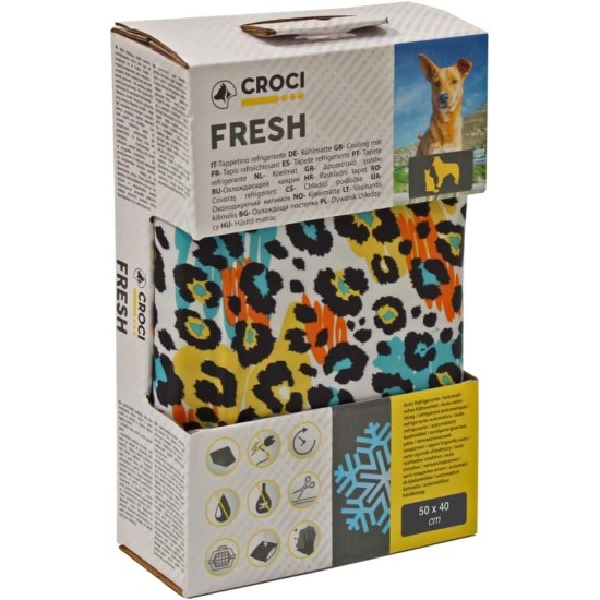 Croci Fresh Cooling Mat for Animals 90 x 50 cm without Electricity or Batteries - Insert Mat with Cooling Gel for Dogs, Size L, Leopard Print Croci Fresh Cooling Mat for Animals 90 x 50 cm without Electricity or Batteries - Insert Mat with Cooling Gel for Dogs, Size L, Leopard Print