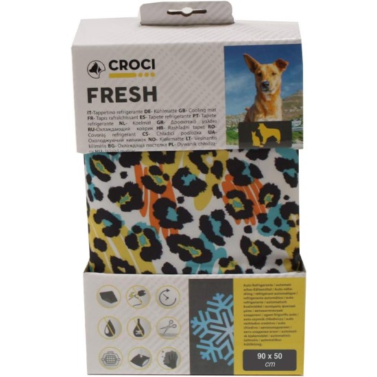 Croci Fresh Cooling Mat for Animals 90 x 50 cm without Electricity or Batteries - Insert Mat with Cooling Gel for Dogs, Size L, Leopard Print Croci Fresh Cooling Mat for Animals 90 x 50 cm without Electricity or Batteries - Insert Mat with Cooling Gel for Dogs, Size L, Leopard Print