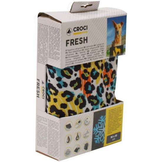 Croci Fresh Cooling Mat for Animals 90 x 50 cm without Electricity or Batteries - Insert Mat with Cooling Gel for Dogs, Size L, Leopard Print Croci Fresh Cooling Mat for Animals 90 x 50 cm without Electricity or Batteries - Insert Mat with Cooling Gel for Dogs, Size L, Leopard Print