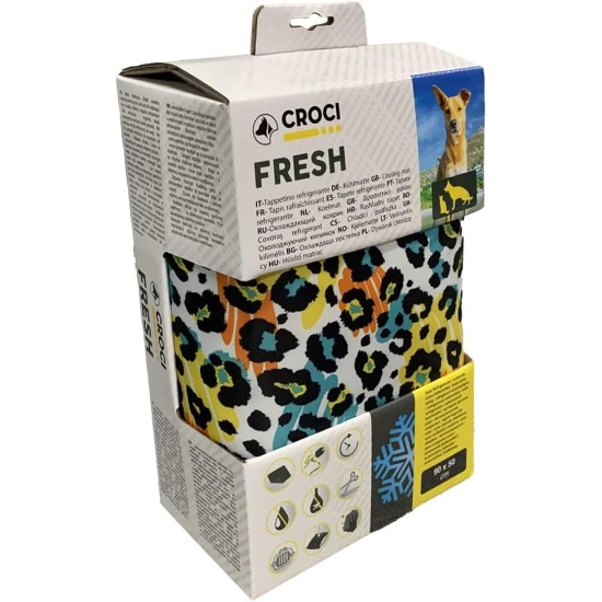 Croci Fresh Cooling Mat for Animals 90 x 50 cm without Electricity or Batteries - Insert Mat with Cooling Gel for Dogs, Size L, Leopard Print Croci Fresh Cooling Mat for Animals 90 x 50 cm without Electricity or Batteries - Insert Mat with Cooling Gel for Dogs, Size L, Leopard Print