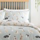 Dog Duvet Cover Double (200 x 200 cm) Reversible Design (Beige and Duck Egg Blue) Paw Print Duvet Cover Dog Print Shih Tzu French Bull and Poodle