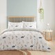 Dog Duvet Cover Double (200 x 200 cm) Reversible Design (Beige and Duck Egg Blue) Paw Print Duvet Cover Dog Print Shih Tzu French Bull and Poodle