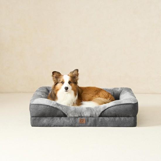 EHEYCIGA Orthopaedic Dog Bed for Large Dogs, Memory Foam Washable and Waterproof Dog Basket with 4 Edges, Non-Slip Dog Sofa, Grey, 106.5 x 76 x 18.5 cm EHEYCIGA Orthopaedic Dog Bed for Large Dogs, Memory Foam Washable and Waterproof Dog Basket with 4 Edges, Non-Slip Dog Sofa, Grey, 106.5 x 76 x 18.5 cm
