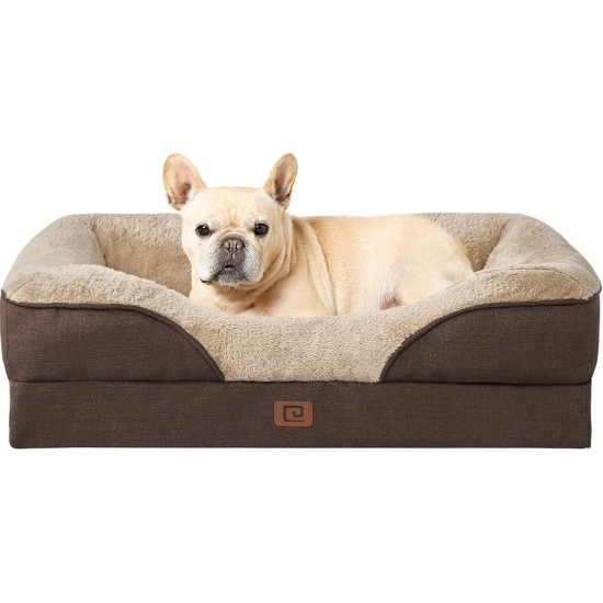 EHEYCIGA Orthopaedic Dog Bed for Large Dogs, Memory Foam Washable and Waterproof Dog Basket with 4 Edges, Non-Slip Dog Sofa, Grey, 106.5 x 76 x 18.5 cm EHEYCIGA Orthopaedic Dog Bed for Large Dogs, Memory Foam Washable and Waterproof Dog Basket with 4 Edges, Non-Slip Dog Sofa, Grey, 106.5 x 76 x 18.5 cm