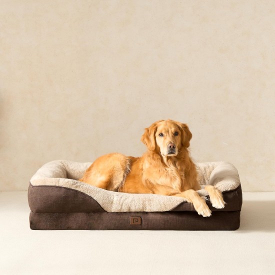 EHEYCIGA Orthopaedic Dog Bed for Large Dogs, Memory Foam Washable and Waterproof Dog Basket with 4 Edges, Non-Slip Dog Sofa, Grey, 106.5 x 76 x 18.5 cm EHEYCIGA Orthopaedic Dog Bed for Large Dogs, Memory Foam Washable and Waterproof Dog Basket with 4 Edges, Non-Slip Dog Sofa, Grey, 106.5 x 76 x 18.5 cm