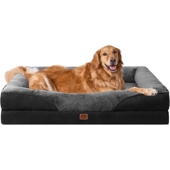 EHEYCIGA Orthopaedic Dog Bed for Large Dogs, Memory Foam Washable and Waterproof Dog Basket with 4 Edges, Non-Slip Dog Sofa, Grey, 106.5 x 76 x 18.5 cm EHEYCIGA Orthopaedic Dog Bed for Large Dogs, Memory Foam Washable and Waterproof Dog Basket with 4 Edges, Non-Slip Dog Sofa, Grey, 106.5 x 76 x 18.5 cm
