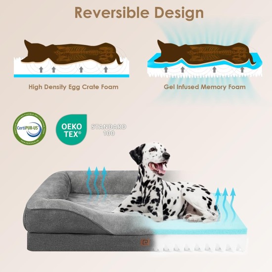 EHEYCIGA Orthopaedic Dog Bed for Large Dogs, Memory Foam Washable and Waterproof Dog Basket with 4 Edges, Non-Slip Dog Sofa, Grey, 106.5 x 76 x 18.5 cm EHEYCIGA Orthopaedic Dog Bed for Large Dogs, Memory Foam Washable and Waterproof Dog Basket with 4 Edges, Non-Slip Dog Sofa, Grey, 106.5 x 76 x 18.5 cm