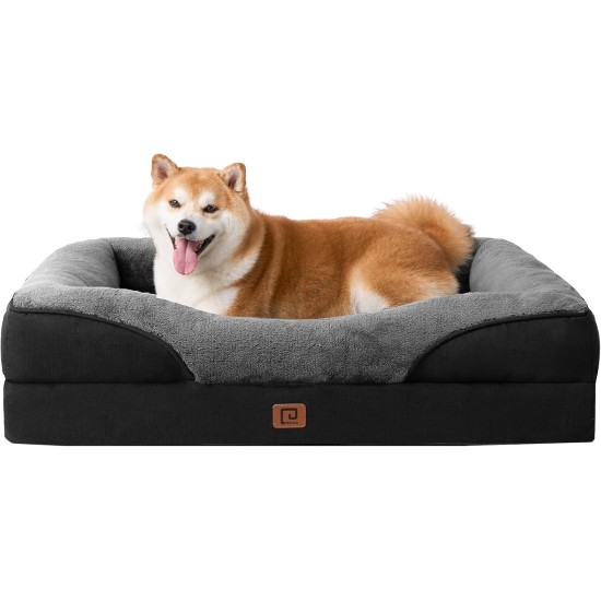 EHEYCIGA Orthopaedic Dog Bed for Large Dogs, Memory Foam Washable and Waterproof Dog Basket with 4 Edges, Non-Slip Dog Sofa, Grey, 106.5 x 76 x 18.5 cm EHEYCIGA Orthopaedic Dog Bed for Large Dogs, Memory Foam Washable and Waterproof Dog Basket with 4 Edges, Non-Slip Dog Sofa, Grey, 106.5 x 76 x 18.5 cm