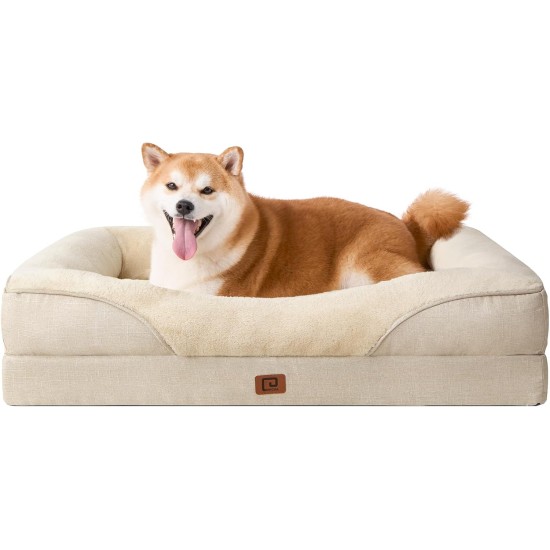EHEYCIGA Orthopaedic Dog Bed for Large Dogs, Memory Foam Washable and Waterproof Dog Basket with 4 Edges, Non-Slip Dog Sofa, Grey, 106.5 x 76 x 18.5 cm EHEYCIGA Orthopaedic Dog Bed for Large Dogs, Memory Foam Washable and Waterproof Dog Basket with 4 Edges, Non-Slip Dog Sofa, Grey, 106.5 x 76 x 18.5 cm