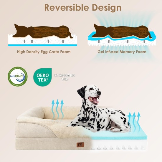 EHEYCIGA Orthopaedic Dog Bed for Large Dogs, Memory Foam Washable and Waterproof Dog Basket with 4 Edges, Non-Slip Dog Sofa, Grey, 106.5 x 76 x 18.5 cm EHEYCIGA Orthopaedic Dog Bed for Large Dogs, Memory Foam Washable and Waterproof Dog Basket with 4 Edges, Non-Slip Dog Sofa, Grey, 106.5 x 76 x 18.5 cm