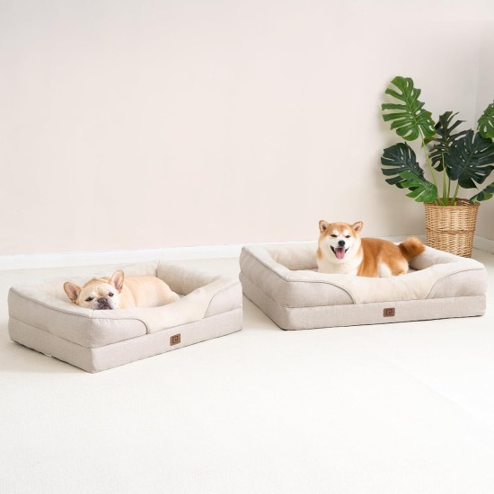 EHEYCIGA Orthopaedic Dog Bed for Large Dogs, Memory Foam Washable and Waterproof Dog Basket with 4 Edges, Non-Slip Dog Sofa, Grey, 106.5 x 76 x 18.5 cm EHEYCIGA Orthopaedic Dog Bed for Large Dogs, Memory Foam Washable and Waterproof Dog Basket with 4 Edges, Non-Slip Dog Sofa, Grey, 106.5 x 76 x 18.5 cm