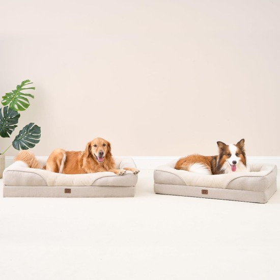 EHEYCIGA Orthopaedic Dog Bed for Large Dogs, Memory Foam Washable and Waterproof Dog Basket with 4 Edges, Non-Slip Dog Sofa, Grey, 106.5 x 76 x 18.5 cm EHEYCIGA Orthopaedic Dog Bed for Large Dogs, Memory Foam Washable and Waterproof Dog Basket with 4 Edges, Non-Slip Dog Sofa, Grey, 106.5 x 76 x 18.5 cm