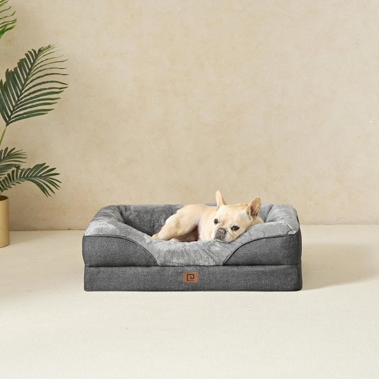 EHEYCIGA Orthopaedic Dog Bed for Large Dogs, Memory Foam Washable and Waterproof Dog Basket with 4 Edges, Non-Slip Dog Sofa, Grey, 106.5 x 76 x 18.5 cm EHEYCIGA Orthopaedic Dog Bed for Large Dogs, Memory Foam Washable and Waterproof Dog Basket with 4 Edges, Non-Slip Dog Sofa, Grey, 106.5 x 76 x 18.5 cm