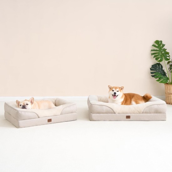 EHEYCIGA Orthopaedic Dog Bed for Large Dogs, Memory Foam Washable and Waterproof Dog Basket with 4 Edges, Non-Slip Dog Sofa, Grey, 106.5 x 76 x 18.5 cm EHEYCIGA Orthopaedic Dog Bed for Large Dogs, Memory Foam Washable and Waterproof Dog Basket with 4 Edges, Non-Slip Dog Sofa, Grey, 106.5 x 76 x 18.5 cm