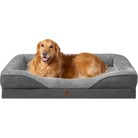 EHEYCIGA Orthopaedic Dog Bed for Large Dogs, Memory Foam Washable and Waterproof Dog Basket with 4 Edges, Non-Slip Dog Sofa, Grey, 106.5 x 76 x 18.5 cm EHEYCIGA Orthopaedic Dog Bed for Large Dogs, Memory Foam Washable and Waterproof Dog Basket with 4 Edges, Non-Slip Dog Sofa, Grey, 106.5 x 76 x 18.5 cm