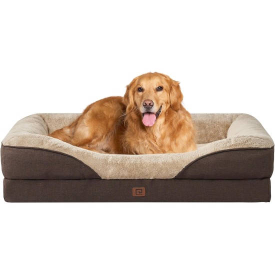 EHEYCIGA Orthopaedic Dog Bed for Large Dogs, Memory Foam Washable and Waterproof Dog Basket with 4 Edges, Non-Slip Dog Sofa, Grey, 106.5 x 76 x 18.5 cm EHEYCIGA Orthopaedic Dog Bed for Large Dogs, Memory Foam Washable and Waterproof Dog Basket with 4 Edges, Non-Slip Dog Sofa, Grey, 106.5 x 76 x 18.5 cm