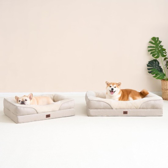 EHEYCIGA Orthopaedic Dog Bed for Small Dogs, Memory Foam Washable and Waterproof Dog Basket with 4 Edges, Non-Slip Dog Sofa, Grey, 76 x 51 x 16.5 cm EHEYCIGA Orthopaedic Dog Bed for Small Dogs, Memory Foam Washable and Waterproof Dog Basket with 4 Edges, Non-Slip Dog Sofa, Grey, 76 x 51 x 16.5 cm
