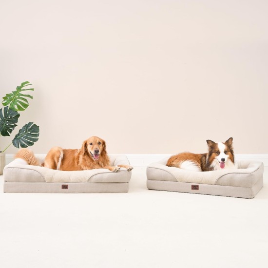 EHEYCIGA Orthopaedic Dog Bed for Small Dogs, Memory Foam Washable and Waterproof Dog Basket with 4 Edges, Non-Slip Dog Sofa, Grey, 76 x 51 x 16.5 cm EHEYCIGA Orthopaedic Dog Bed for Small Dogs, Memory Foam Washable and Waterproof Dog Basket with 4 Edges, Non-Slip Dog Sofa, Grey, 76 x 51 x 16.5 cm
