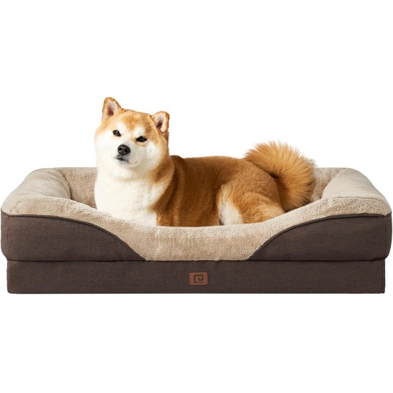 EHEYCIGA Orthopaedic Dog Bed for Small Dogs, Memory Foam Washable and Waterproof Dog Basket with 4 Edges, Non-Slip Dog Sofa, Grey, 76 x 51 x 16.5 cm EHEYCIGA Orthopaedic Dog Bed for Small Dogs, Memory Foam Washable and Waterproof Dog Basket with 4 Edges, Non-Slip Dog Sofa, Grey, 76 x 51 x 16.5 cm