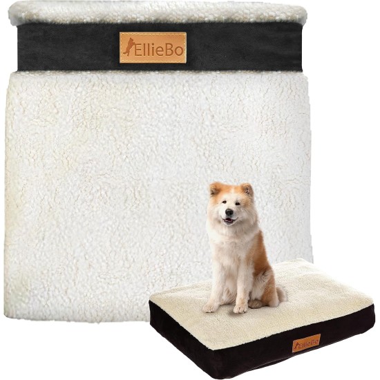 Ellie-Bo Replacement Dog Bed Cover with Faux Suede and Sheepskin, 87 x 57 cm, Large, Black Ellie-Bo Replacement Dog Bed Cover with Faux Suede and Sheepskin, 87 x 57 cm, Large, Black