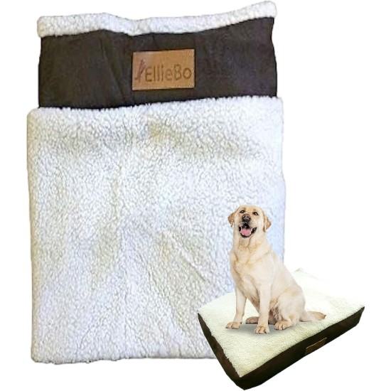 Ellie-Bo Replacement Dog Bed Cover with Faux Suede and Sheepskin Topping, 48-Inch, 117 x 75 cm, 2X-Large, Brown Ellie-Bo Replacement Dog Bed Cover with Faux Suede and Sheepskin Topping, 48-Inch, 117 x 75 cm, 2X-Large, Brown