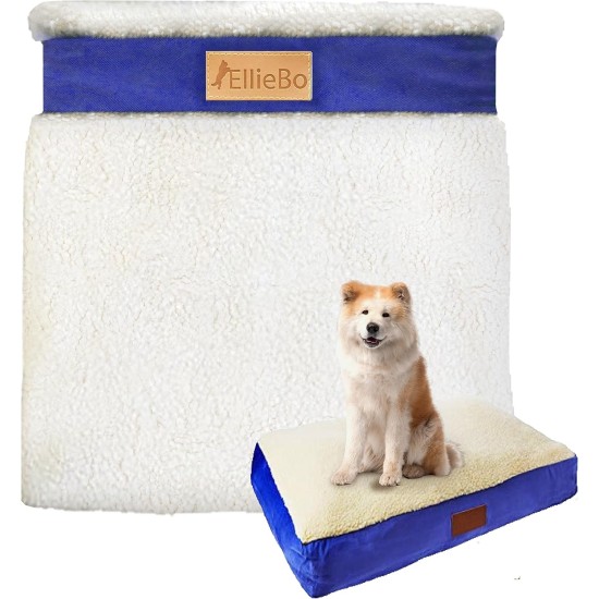 Ellie-Bo Replacement Dog Bed Cover with Faux Suede and Sheepskin Topping, 56 x 41 cm, Small, Blue Ellie-Bo Replacement Dog Bed Cover with Faux Suede and Sheepskin Topping, 56 x 41 cm, Small, Blue