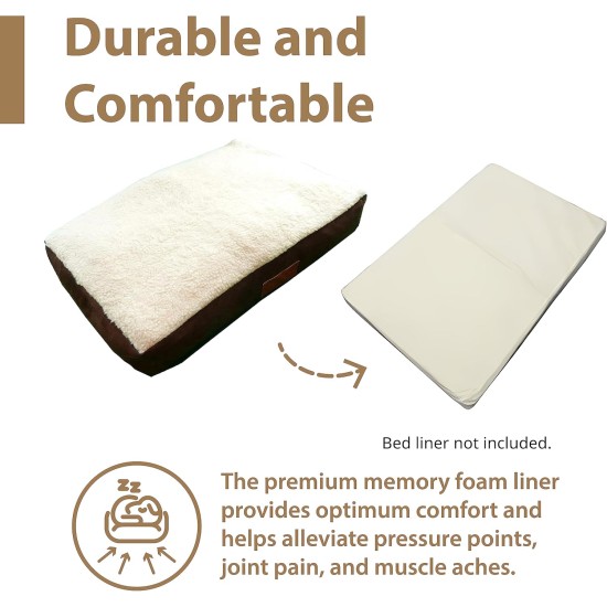 Ellie-Bo Replacement Dog Bed Cover with Faux Suede and Sheepskin Topping, 87 x 57 cm, Large, Brown Ellie-Bo Replacement Dog Bed Cover with Faux Suede and Sheepskin Topping, 87 x 57 cm, Large, Brown