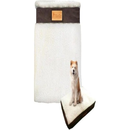 Ellie-Bo Replacement Dog Bed Cover with Faux Suede and Sheepskin Topping, 87 x 57 cm, Large, Brown Ellie-Bo Replacement Dog Bed Cover with Faux Suede and Sheepskin Topping, 87 x 57 cm, Large, Brown