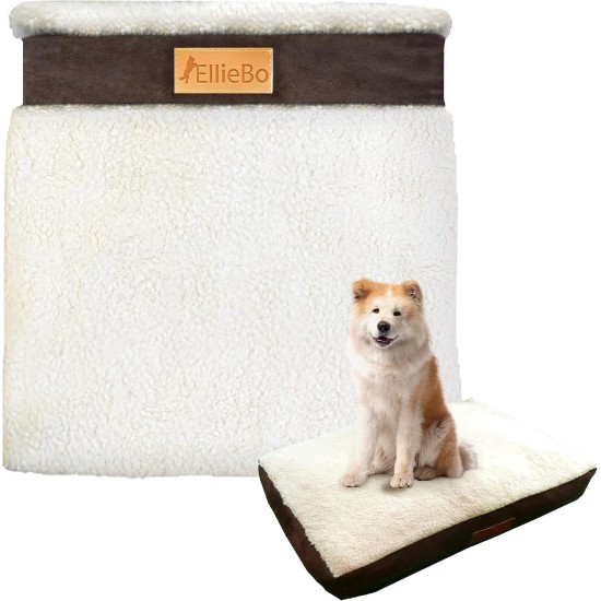 Ellie-Bo Replacement Dog Bed Cover with Faux Suede and Sheepskin Topping, 87 x 57 cm, Large, Brown Ellie-Bo Replacement Dog Bed Cover with Faux Suede and Sheepskin Topping, 87 x 57 cm, Large, Brown
