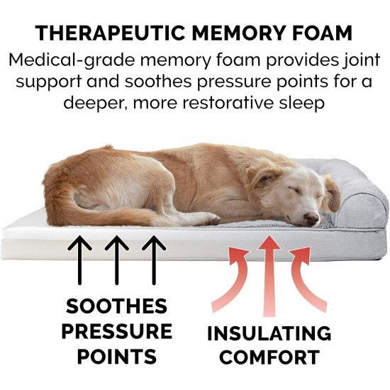 Furhaven Pet Faux Fur & Velvet Memory Top Sofa Pet Bed, Medium, Dark Sage Furhaven Pet Faux Fur & Velvet Memory Top Sofa Pet Bed, Medium, Dark Sage