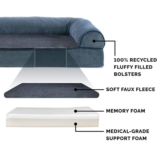 Furhaven Pet Faux Fur & Velvet Memory Top Sofa Pet Bed, Medium, Dark Sage Furhaven Pet Faux Fur & Velvet Memory Top Sofa Pet Bed, Medium, Dark Sage