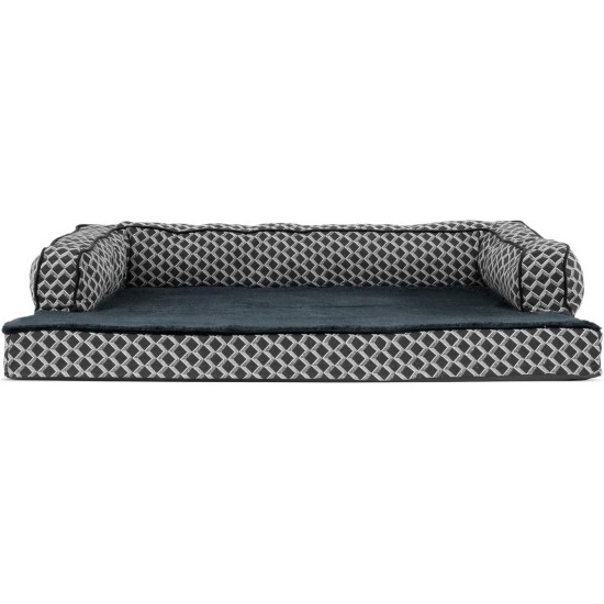Furhaven Pet Faux Fur & Velvet Memory Top Sofa Pet Bed, Medium, Dark Sage Furhaven Pet Faux Fur & Velvet Memory Top Sofa Pet Bed, Medium, Dark Sage