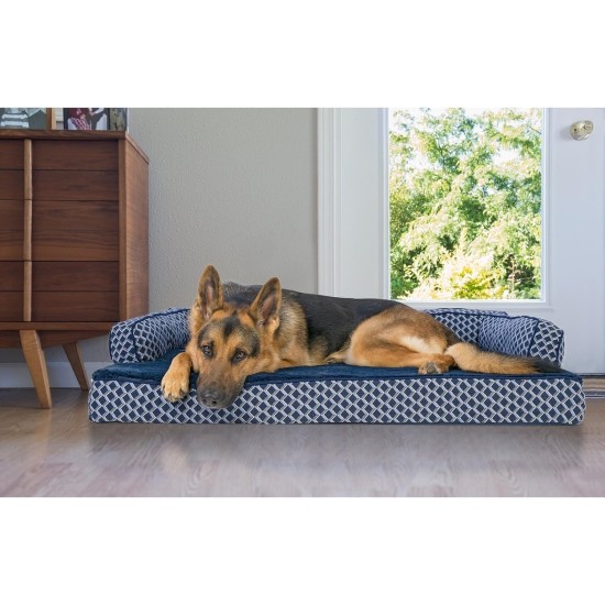 Furhaven Pet Faux Fur & Velvet Memory Top Sofa Pet Bed, Medium, Dark Sage Furhaven Pet Faux Fur & Velvet Memory Top Sofa Pet Bed, Medium, Dark Sage
