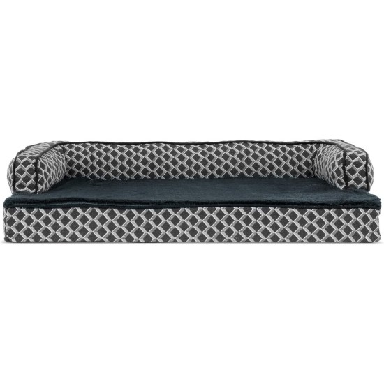 Furhaven Pet Faux Fur & Velvet Memory Top Sofa Pet Bed, Medium, Dark Sage Furhaven Pet Faux Fur & Velvet Memory Top Sofa Pet Bed, Medium, Dark Sage