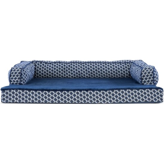 Furhaven Pet Faux Fur & Velvet Memory Top Sofa Pet Bed, Medium, Dark Sage Furhaven Pet Faux Fur & Velvet Memory Top Sofa Pet Bed, Medium, Dark Sage