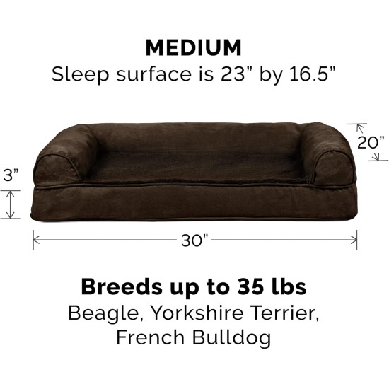 Furhaven Pet Faux Fur & Velvet Memory Top Sofa Pet Bed, Medium, Dark Sage Furhaven Pet Faux Fur & Velvet Memory Top Sofa Pet Bed, Medium, Dark Sage