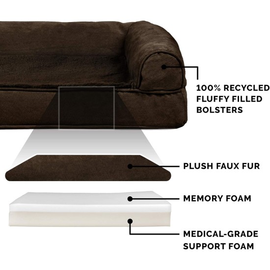 Furhaven Pet Faux Fur & Velvet Memory Top Sofa Pet Bed, Medium, Dark Sage Furhaven Pet Faux Fur & Velvet Memory Top Sofa Pet Bed, Medium, Dark Sage