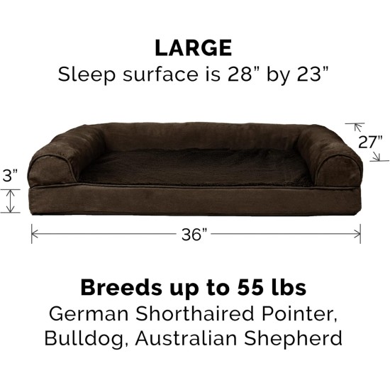 Furhaven Pet Faux Fur & Velvet Memory Top Sofa Pet Bed, Medium, Dark Sage Furhaven Pet Faux Fur & Velvet Memory Top Sofa Pet Bed, Medium, Dark Sage