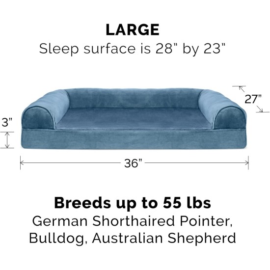 Furhaven Pet Faux Fur & Velvet Memory Top Sofa Pet Bed, Medium, Dark Sage Furhaven Pet Faux Fur & Velvet Memory Top Sofa Pet Bed, Medium, Dark Sage
