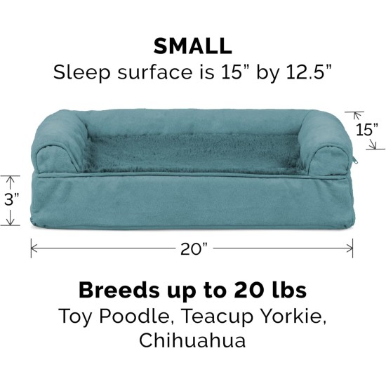Furhaven Pet Faux Fur & Velvet Memory Top Sofa Pet Bed, Medium, Dark Sage Furhaven Pet Faux Fur & Velvet Memory Top Sofa Pet Bed, Medium, Dark Sage