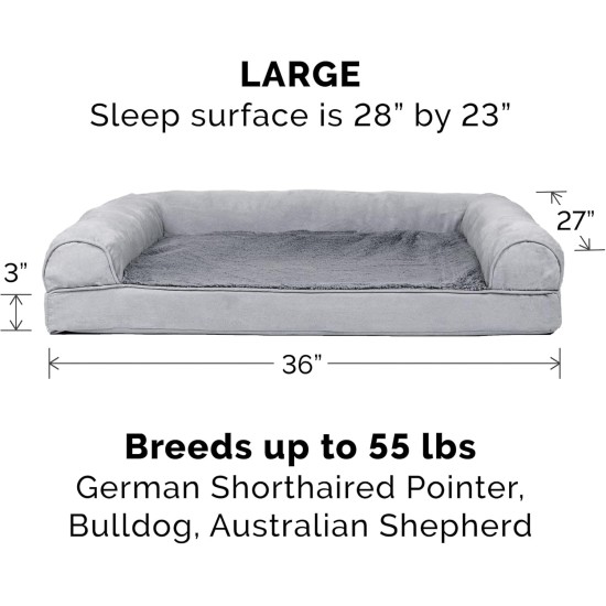 Furhaven Pet Faux Fur & Velvet Memory Top Sofa Pet Bed, Medium, Dark Sage Furhaven Pet Faux Fur & Velvet Memory Top Sofa Pet Bed, Medium, Dark Sage