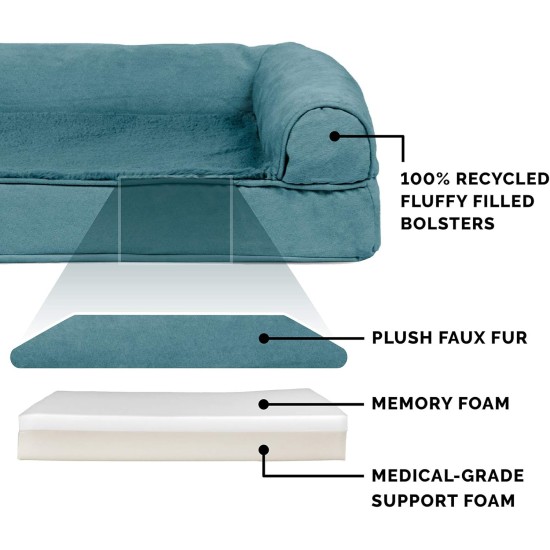 Furhaven Pet Faux Fur & Velvet Memory Top Sofa Pet Bed, Medium, Dark Sage Furhaven Pet Faux Fur & Velvet Memory Top Sofa Pet Bed, Medium, Dark Sage
