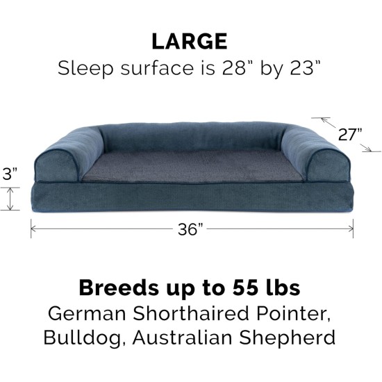 Furhaven Pet Faux Fur & Velvet Memory Top Sofa Pet Bed, Medium, Dark Sage Furhaven Pet Faux Fur & Velvet Memory Top Sofa Pet Bed, Medium, Dark Sage