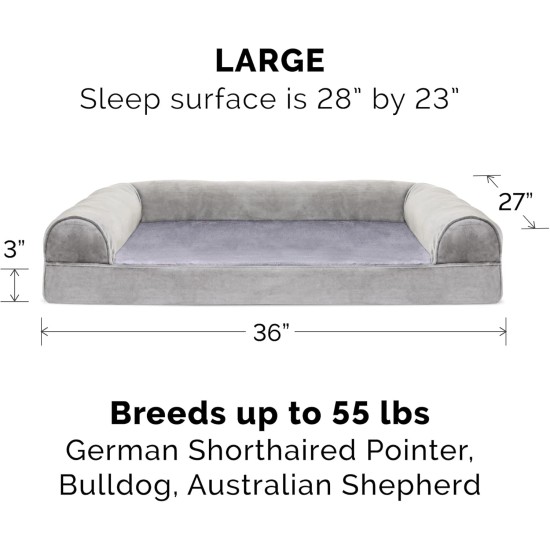 Furhaven Pet Faux Fur & Velvet Memory Top Sofa Pet Bed, Medium, Dark Sage Furhaven Pet Faux Fur & Velvet Memory Top Sofa Pet Bed, Medium, Dark Sage